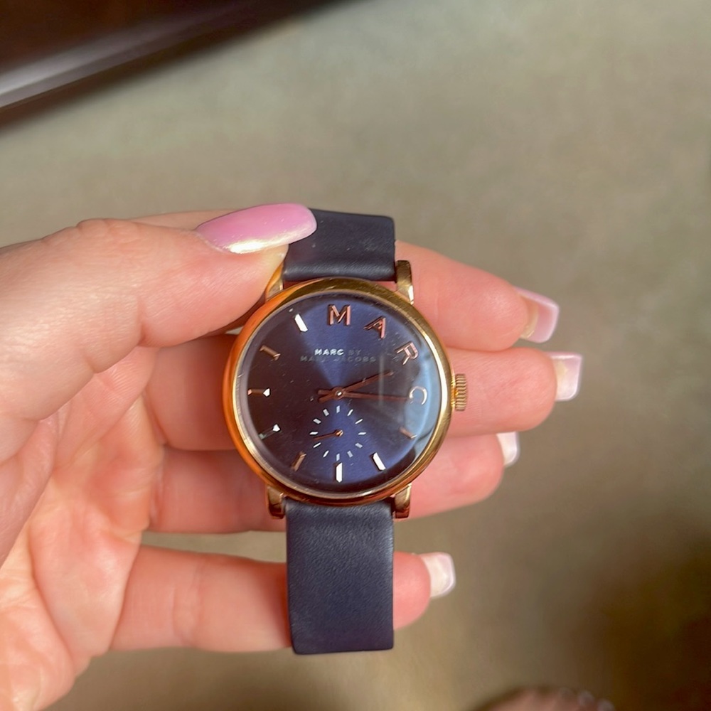 Marc Jacobs Navy Blue with Rose Golf Leather Watch
